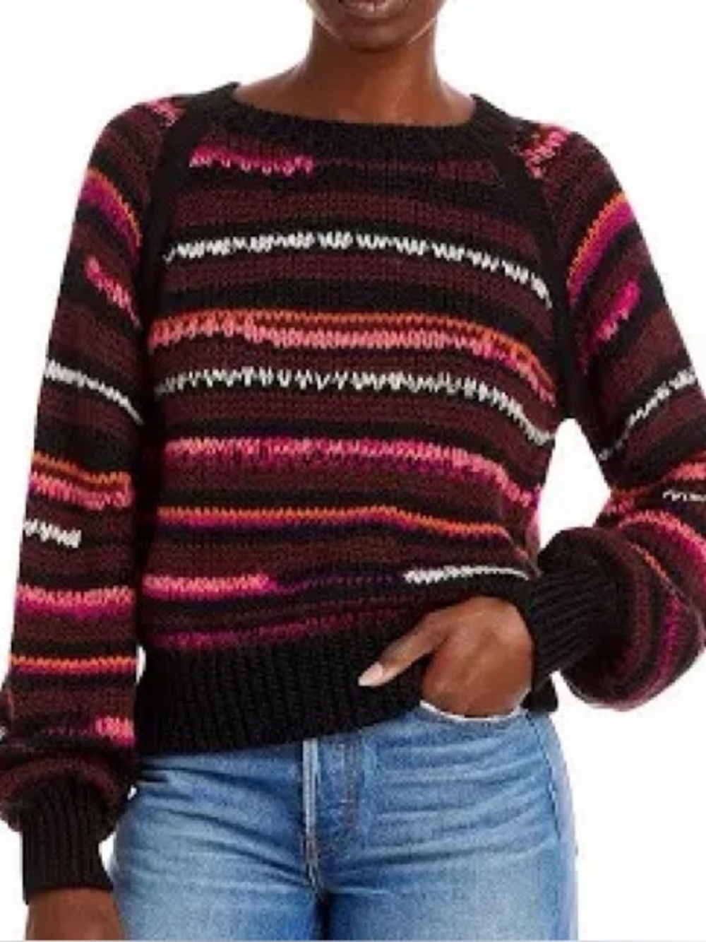 Mother The Bell Sleeve Jumper Crop alpaca blend Sweater in Light Trails Large
